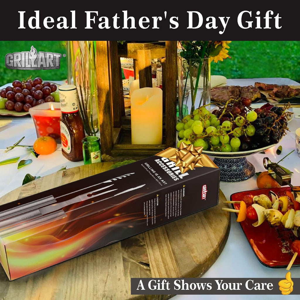 GRILLART Grill Tools Grill Utensils Set - 3PCS BBQ Tools, Stainless Barbeque Grill Accessories -Spatula/Tongs/Fork w/Insulated Glove, Ideal BBQ Set Grilling Tools for Outdoor Grill, Gifts for Men Dad