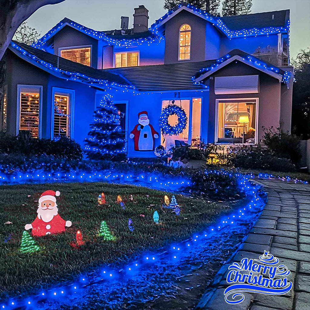 JMEXSUSS 2 Pack Solar String Lights Outdoor, Total 400 LED 151FT, Blue | Outdoor Waterproof, 8 Modes Solar Christmas Lights for Outside Patio Yard Garden Party Tree Christmas Decorations