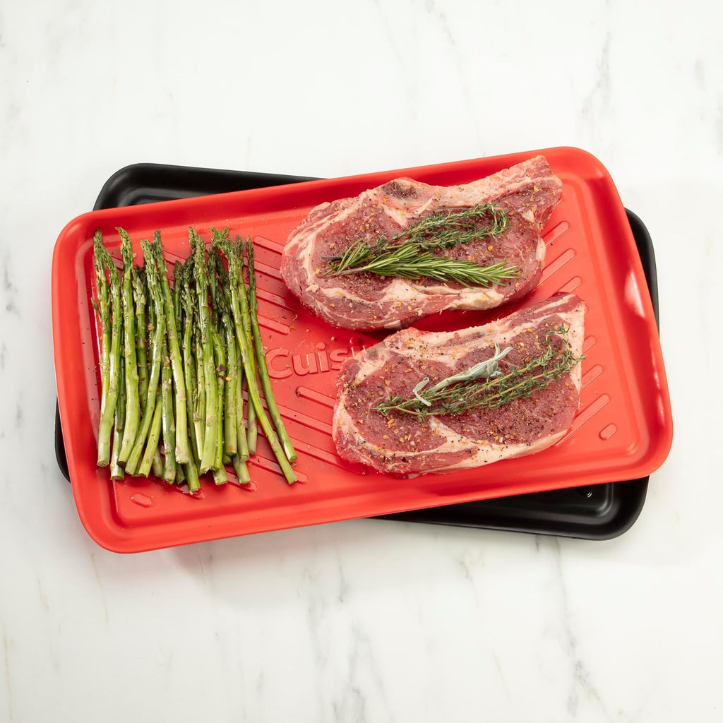 Cuisinart Grilling Prep and Serving Tray, Dishwasher-Safe, 2-Pc Nesting Set | 17-in x 10.5-in food tray set for prepping and serving, shatter-resistant melamine design fits 6 burgers, CPK-200