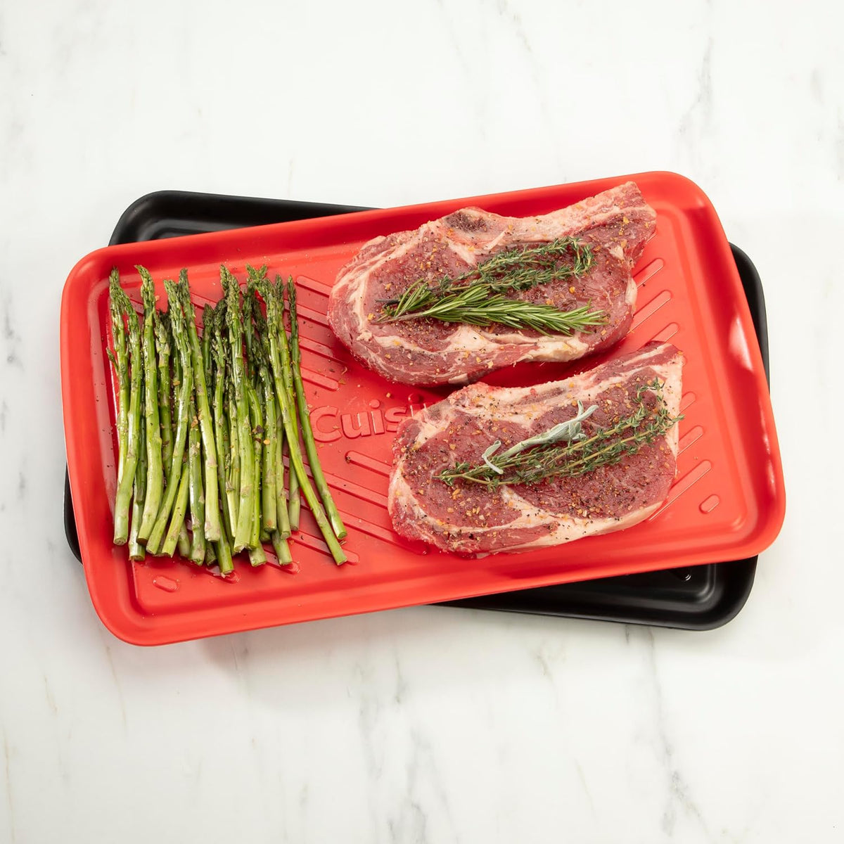 Cuisinart Grilling Prep and Serving Tray, Dishwasher-Safe, 2-Pc Nesting Set | 17-in x 10.5-in food tray set for prepping and serving, shatter-resistant melamine design fits 6 burgers, CPK-200
