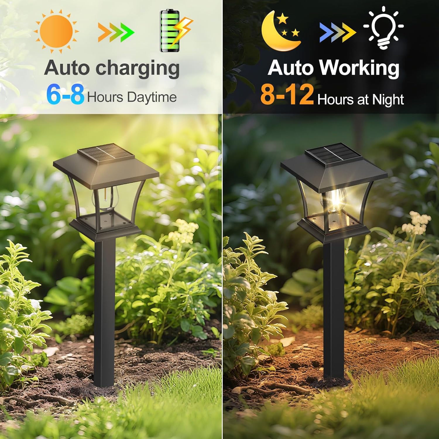 Sparkblaze 16 Pack Solar Pathway Lights Outdoor, Warm White | Ideal for Walkways, Gardens, Lawns, Driveways & Landscape Lighting, Automatic Dusk-to-Dawn Lighting