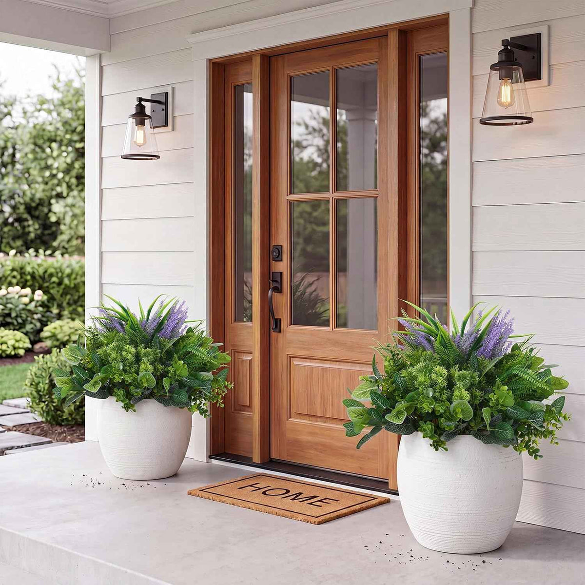 Daifunli 24 Pcs Outdoor Artificial Plants UV Resistant Window Box Flowers | Fake Bushes Greenery Stems, Faux Shrubs for Outdoor Window Box Patio Porch Yard, Wedding Decor