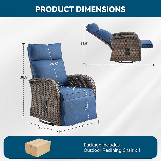 Zero Gravity Patio Swivel Rocking Recliner Chair - Image 2