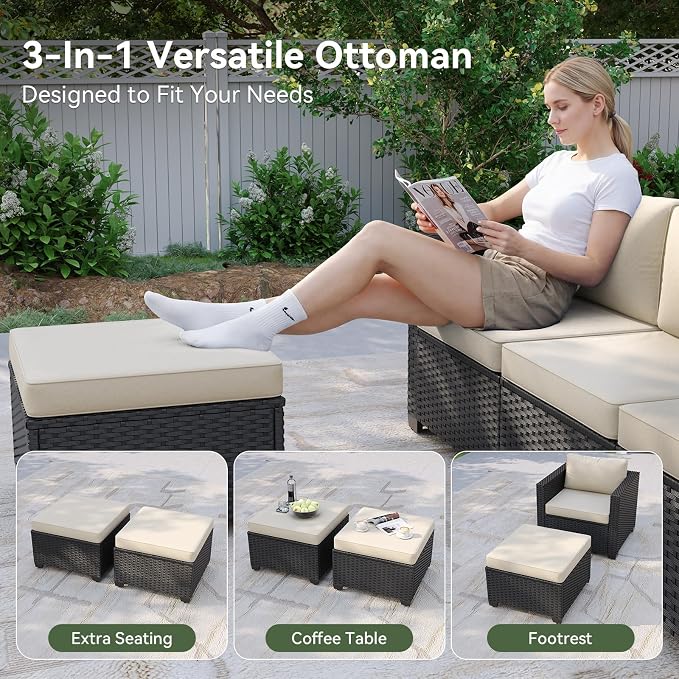 Aoxun Patio Furniture Set with Fire Pit Table, 6 Piece Outdoor Furniture Set - Image 4
