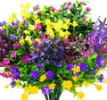 24 Bundles Artificial Fake Flowers Outdoor, 6 Styles UV Resistant No Fade Faux Plastic Greenery Shrubs Plants for Hanging Garden Porch Window Box Farmhouse Outside Decoration