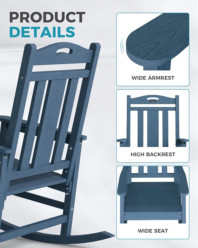 Ciokea Oversized Outdoor Rocking Chairs Set of 4, 380lbs Heavy-Duty Large Patio - Image 4