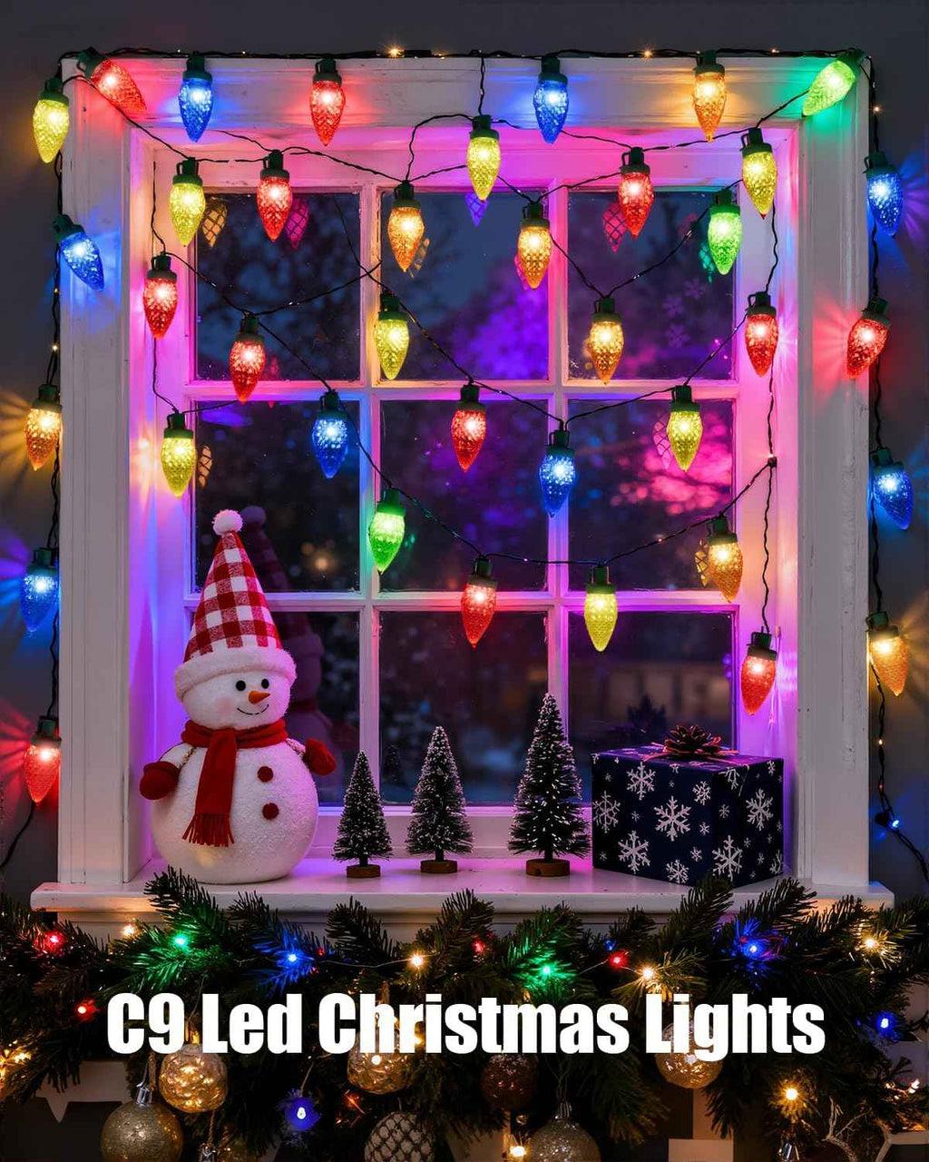 C9 Christmas Lights Outdoor 114ft 150 LED Waterproof String Lights with Timer & 8 Modes, Connectable Commercial Grade Christmas Tree for House Roofline Patio Garden Decor