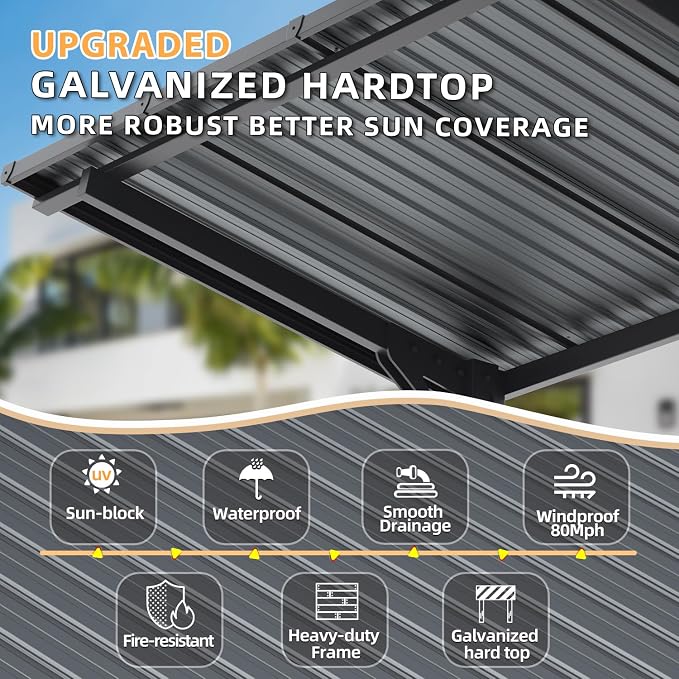 AECOJOY 16'x8' Outdoor Hardtop Metal Gazebo - Image 3