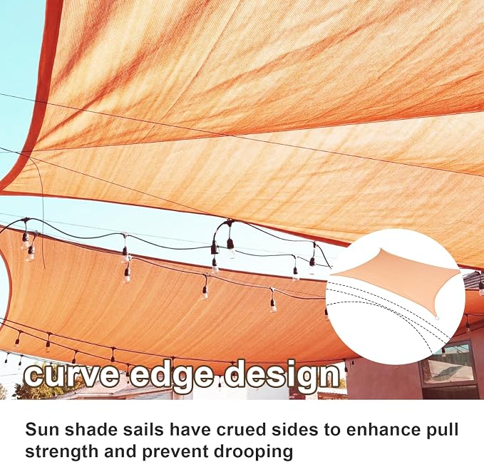 SUNLAX Sun Shade Sail 10' x 17' Peach Fuzz Rectangle Canopy Sail Shade Cover UV - Image 2