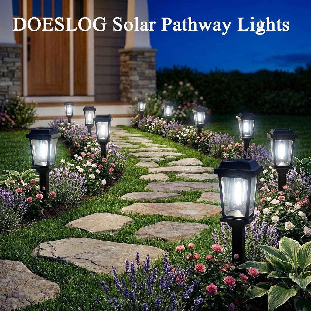 12 Pack Solar Lights Outdoor Pathway, Modern Solar Garden Lights, Waterproof Auto On/Off LED Outdoor Solar Lights for Yard, Landscape Path, Walkway, Driveway Décor