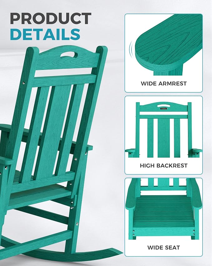 Ciokea Oversized Outdoor Rocking Chairs Set of 2, 380lbs Heavy-Duty Large Patio - Image 4