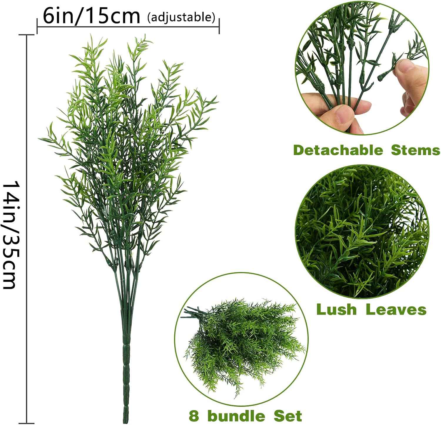 XLFAQXM Artificial Plants Flowers Grass Shrubs 8 Pack No Fade Faux Plastic Flowers Outdoor for Farmhouse Garden Porch Patio Indoor Wedding Decoration Greenery Fake Plants uv Resistant