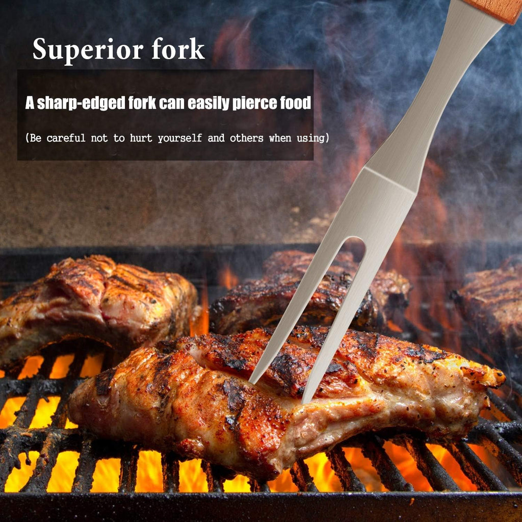 IMAGE Wooden BBQ Accessories Grilling Tools,Stainless Steel BBQ Tools Grill Utensils Set for Outdoor Grill, Cooking, Backyard Barbecue & Camping Gift for Man Dad Women Barbecue Enthusiasts Set of 4