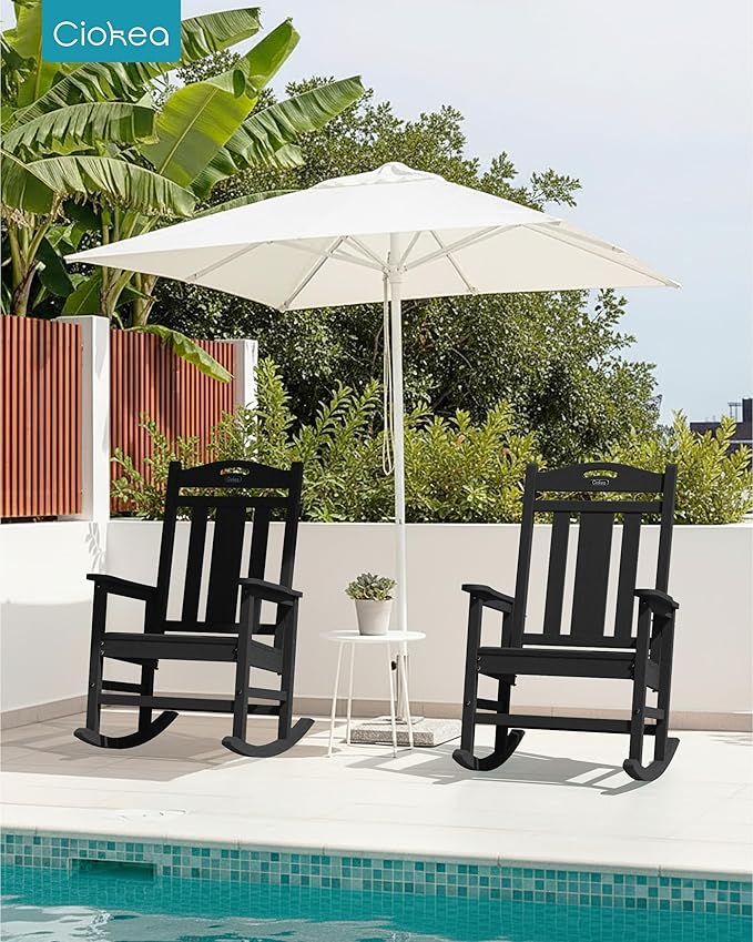 Ciokea Oversized Outdoor Rocking Chairs Set of 3, 380lbs Heavy-Duty Large Patio - Image 2