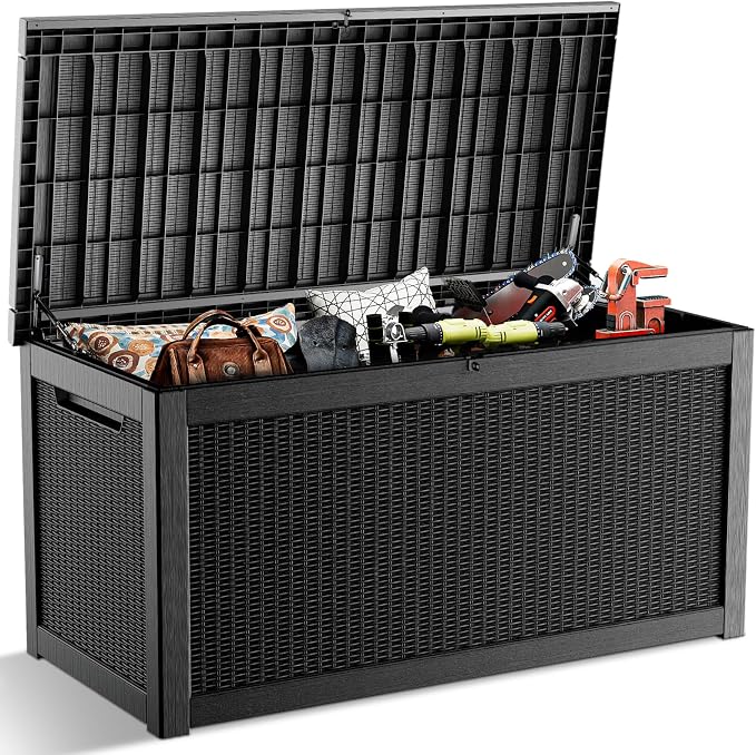 320 Gallon Outdoor Deck Box, Lockable Waterproof Outdoor Storage Boxes by MAIUSCOLI