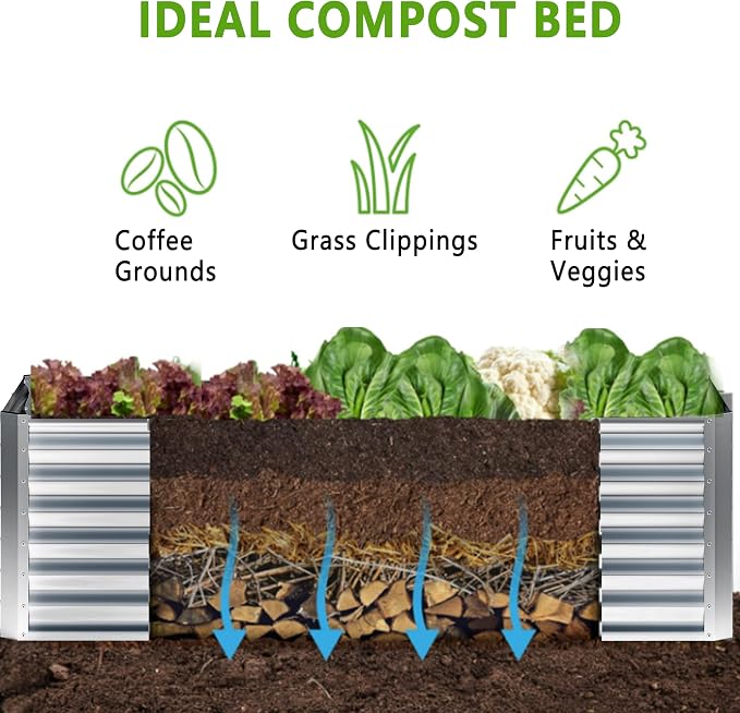 8x4x2FT Galvanized Raised Garden Bed, Planter Raised Beds-Metal Garden Box - Image 3