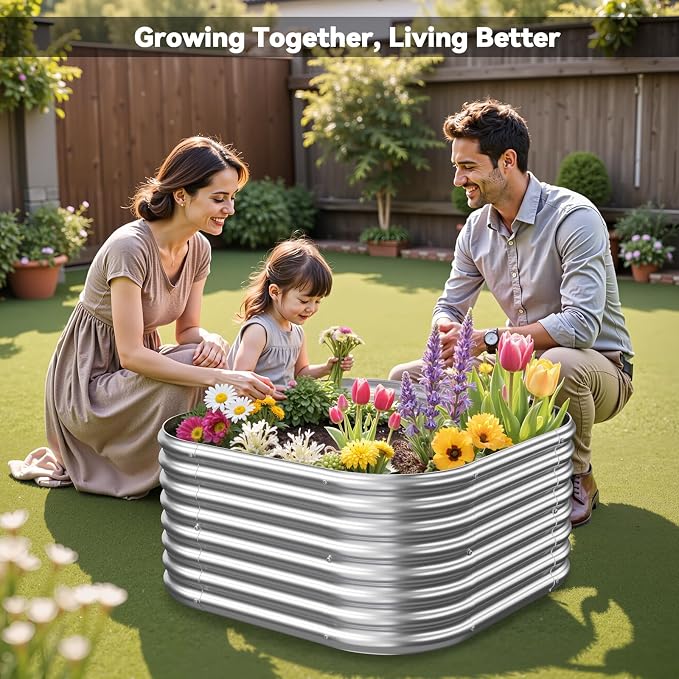 4 Pack 2x2FT Corrugated Galvanized Steel Raised Garden Bed Outdoor, Metal Above - Image 8