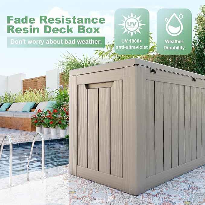 DRATO 80 Gallon Large Deck Box, Outdoor Storage Box