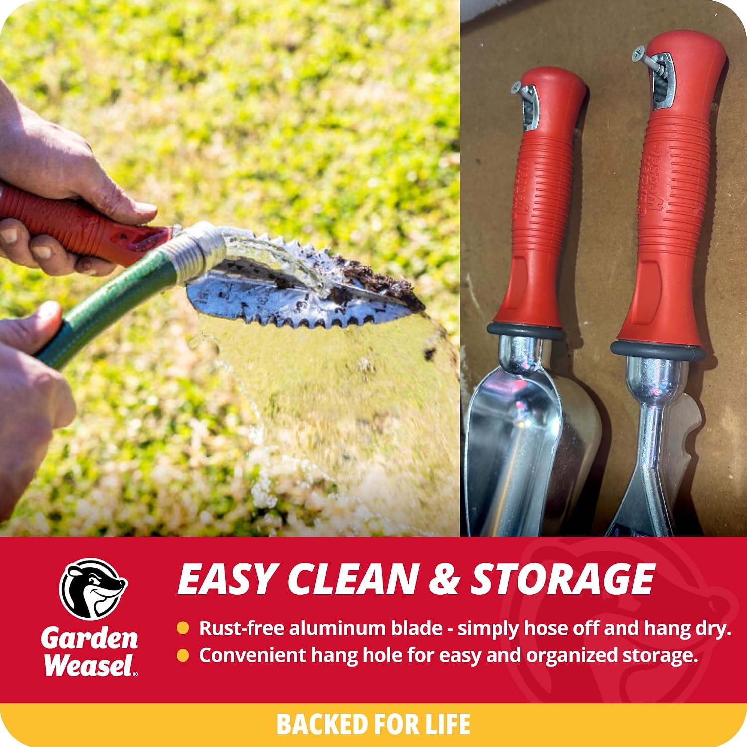 Garden Weasel Multi-Use Transplanter Trowel for Digging Planting Weeding | Heavy duty steel hand tool for transplanting bulbs, cultivating soil, digging holes & removing weeds. Ergonomic grip