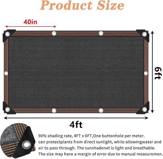 QLOFEI 4x6 FT Shade Cloth with Grommets, 90% Sun Shades Outdoor Patio Mesh Tarp - Image 2
