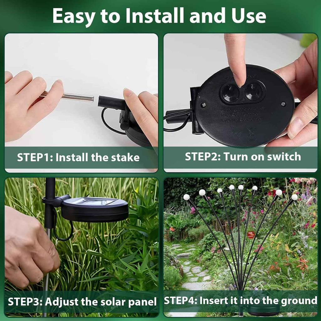 6 Pack Solar Garden Lights Outdoor Waterproof Firefly Lights Warm White | 2 Lighting Mode, Auto On/Off, Sway with Wind, Waterproof Solar lights Outdoor for Garden Yard Pathway Landscape Decorations