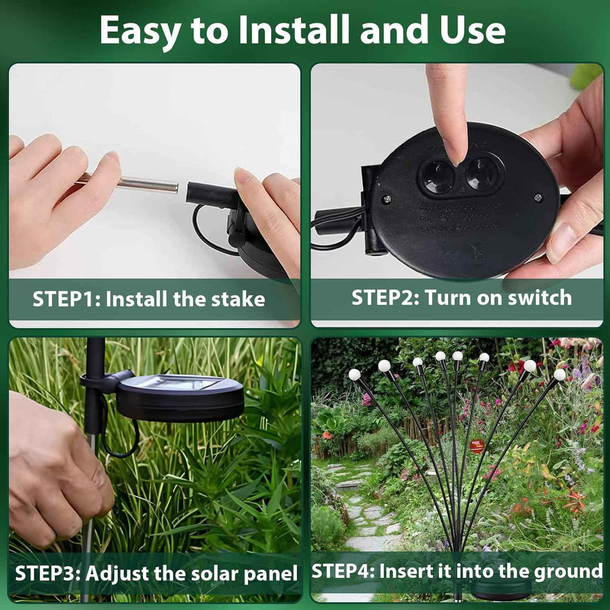6 Pack Solar Garden Lights Outdoor Waterproof Firefly Lights Warm White | 2 Lighting Mode, Auto On/Off, Sway with Wind, Waterproof Solar lights Outdoor for Garden Yard Pathway Landscape Decorations
