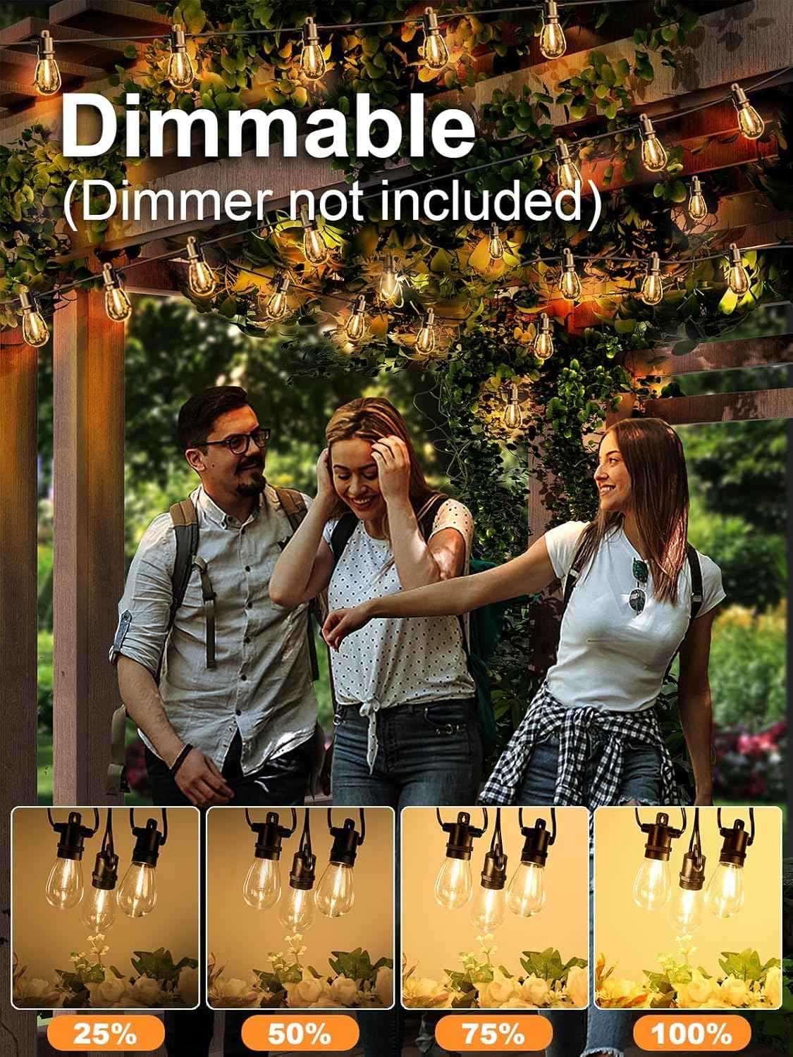 Svater 200 FT Outdoor String Lights, Patio Lights for Outside Waterproof | Shatterproof IP65 LED Bulbs, Commercial Hanging Light for Bistro Cafe Backyard Porch Dimmable, 2700K (100 FT *2)