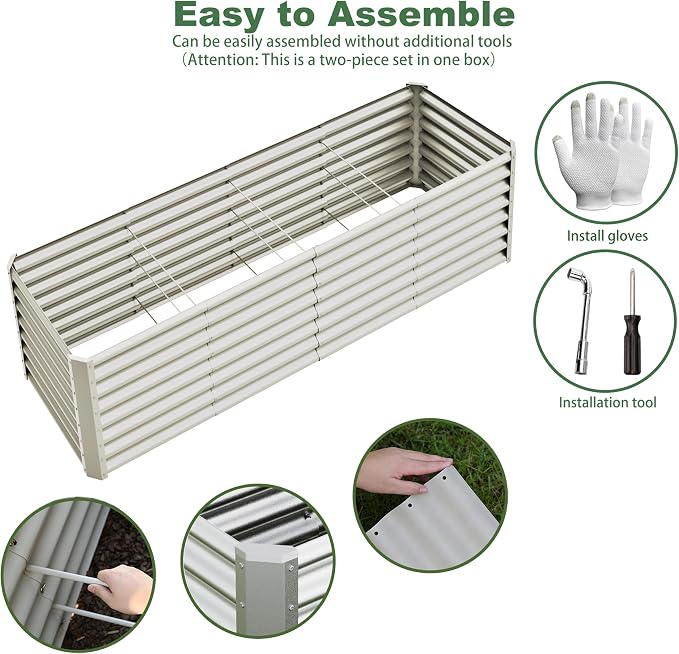 8x2x2ft Raised Garden Bed Kit, Galvanized Planter Garden Boxes Outdoor - Image 2