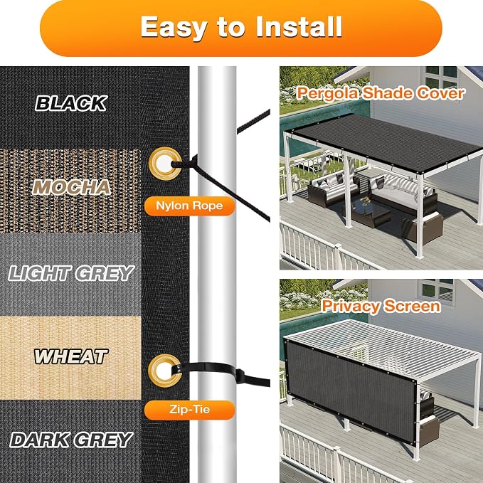 Artpuch Outdoor Pergola Shade Cover 7x12 FT Sun Shade Cloth - Image 5