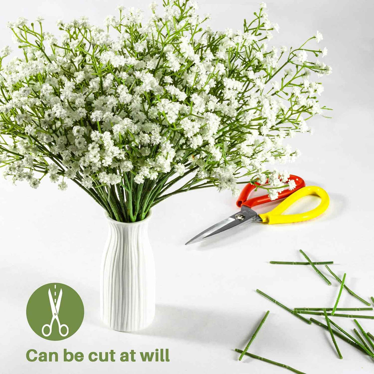 MAQIHAN 6 Babys Breath Artificial Flowers - White Faux Gypsophila Bouquet | Realistic Fake Flower Greenery for Wedding Centerpieces, Table Decorations, Bridal Bouquets, Home & Party Floral Arrangements