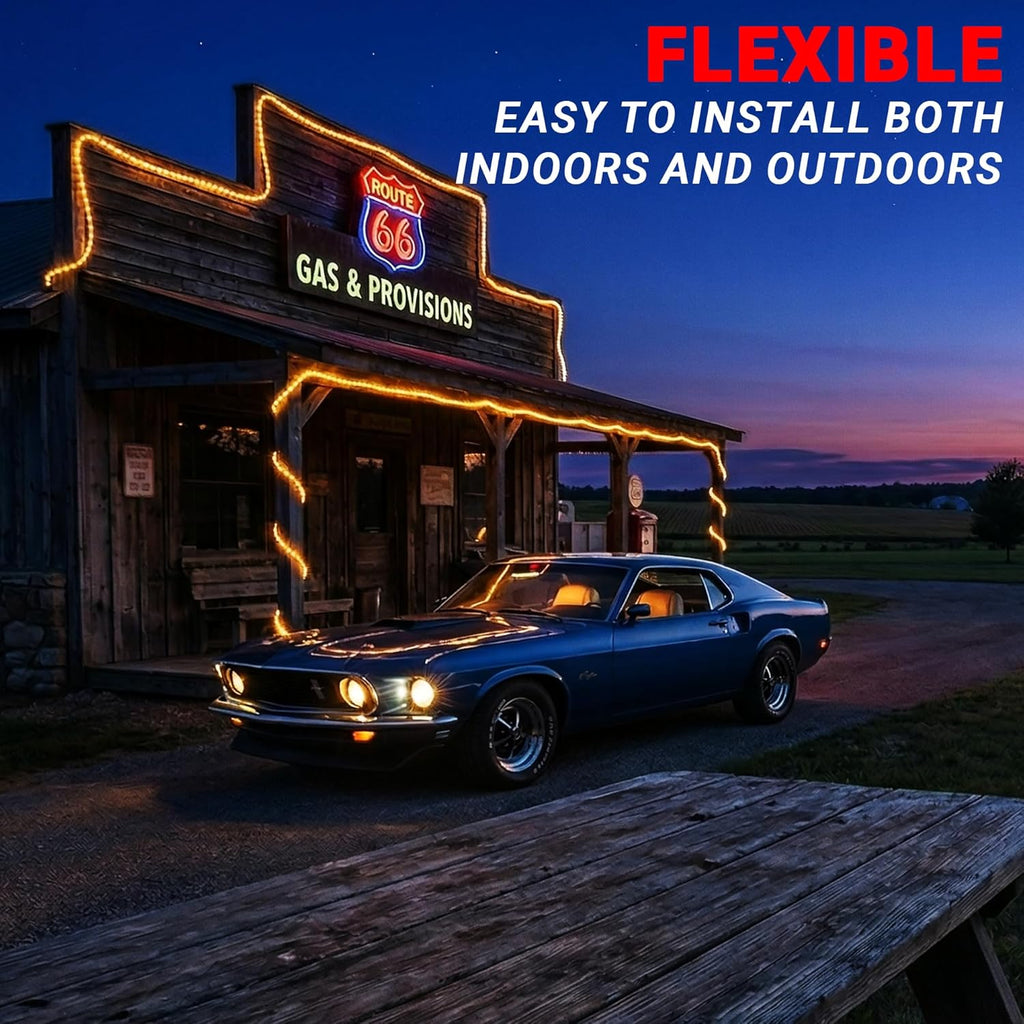 20ft Rope Lights For Outside, Connectable & Flexible Tube Lights with 8 Modes Controller,Waterproof Warm White LED Rope Lighting for Deck,Garden,Pool,Patio,Room Indoor & Outdoor Landscape Strip Light