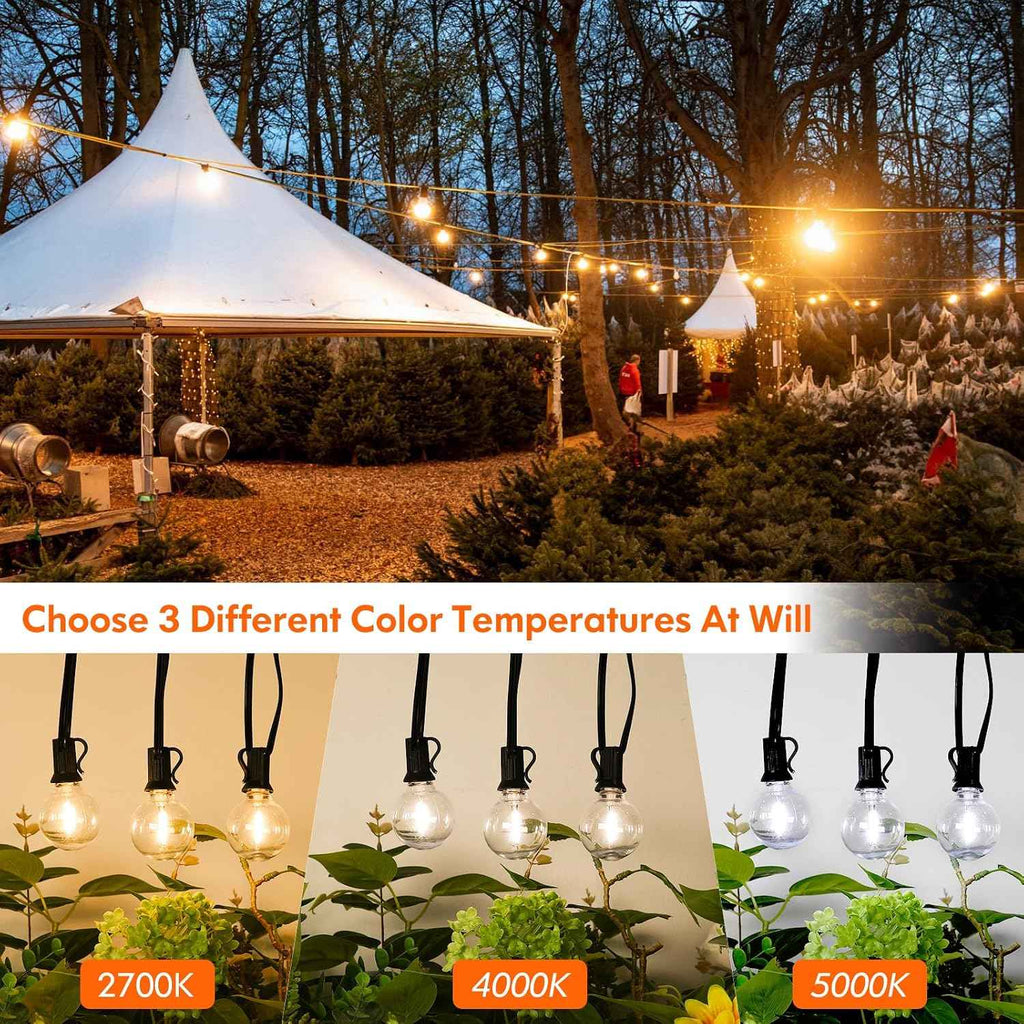150FT LED Outdoor String Lights with Dimmable 3 Color Lights with Remote | String Light for Outside, G40 Globe Waterproof Patio Lights with 75+2 Shatterproof Bulbs for Party Backyard BBQ House Camping