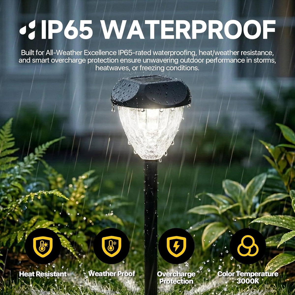 Ensenior Solar Pathway Lights Outdoor 8 Pack, 6500K LED Garden Yard Lights | IP65 waterproof landscape lighting, tool-free auto ON/OFF, yard, patio, walkway & planter, 14.17" height