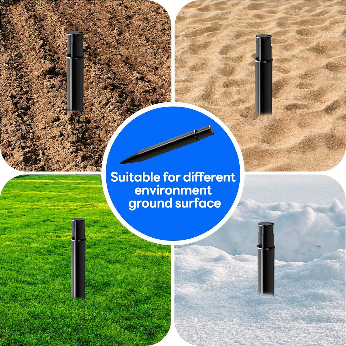 COXSENI Reinforced Ground Stakes, 0.83" x 8.27" for Solar Lights, 8 Pack | Heavy Duty ABS Plastic, Weather Resistant, Replacement Nails for Pathway, Garden, Torch & Landscape Lights