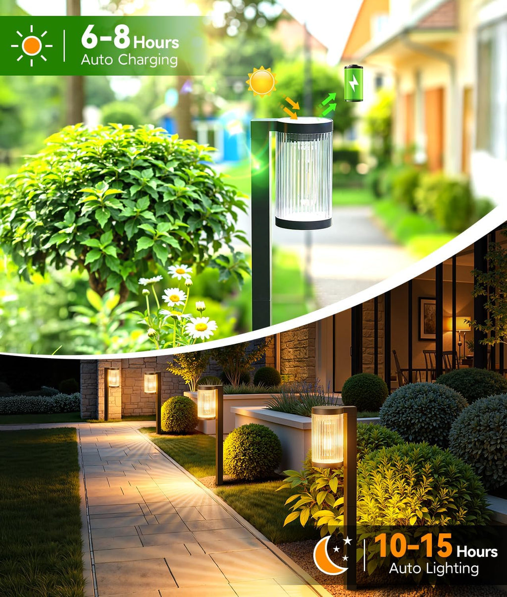 ELECLINK Solar Pathway Lights Outdoor, 2 Pack Upgraded Outdoor Solar Lights for Outside Super Bright Up to 15Hrs, IP65 Waterproof Solar Garden Lights for Sidewalk Driveway Decor Landscape Ligthting