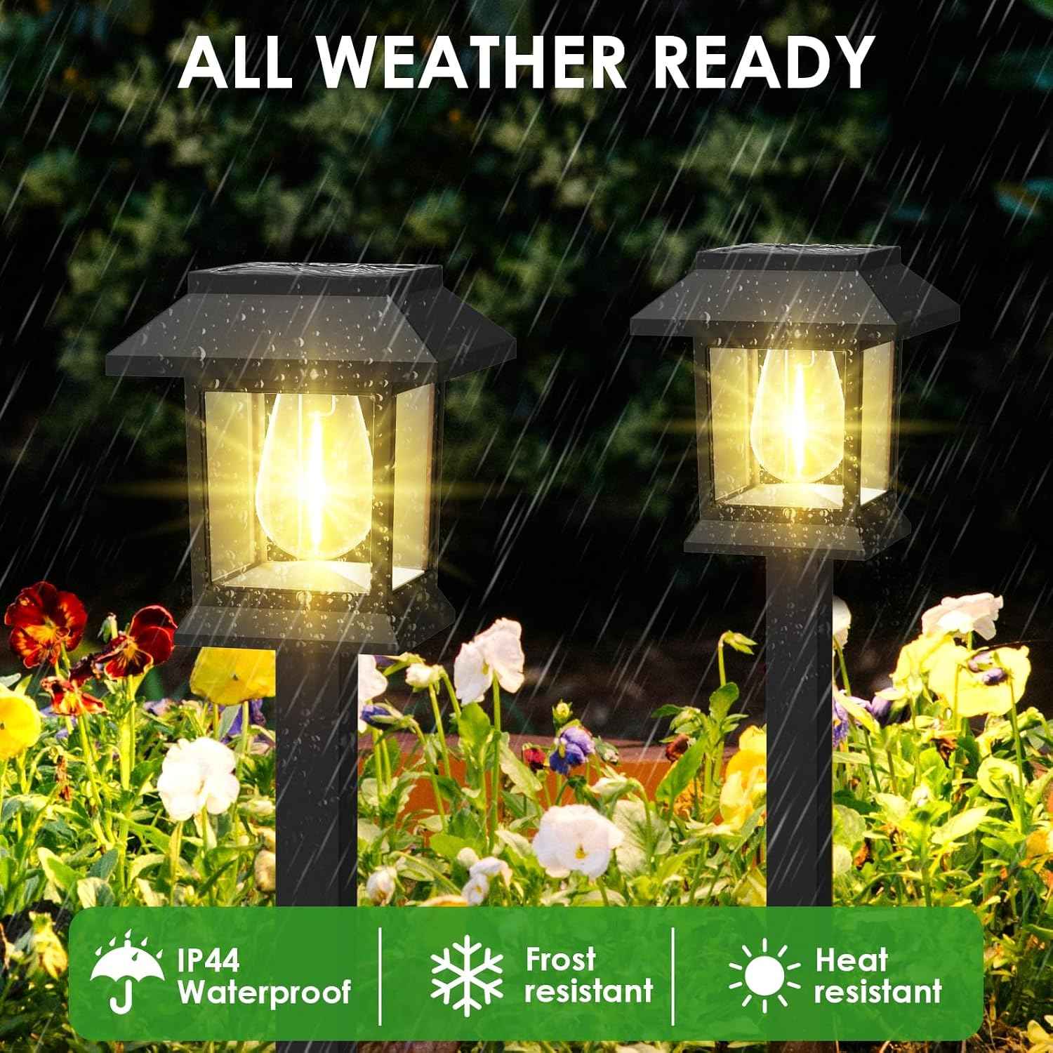 Benany Solar Outdoor Lights, 12 Pack Solar Pathway Lights Waterproof, Landscape Lighting for Path Walkway Lawn Garden Yard Outside Décor, Black