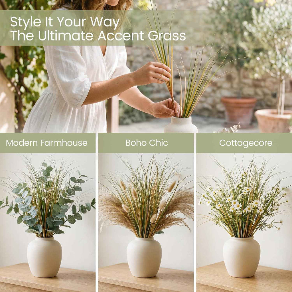 20PCS Artificial Onion Grass Stems 17.7in Faux Greenery Floral Arrangements | Vase Filler, Home Decoration, Wedding Decoration, Bouquet Making, Entryway Décor, Indoor Outdoor