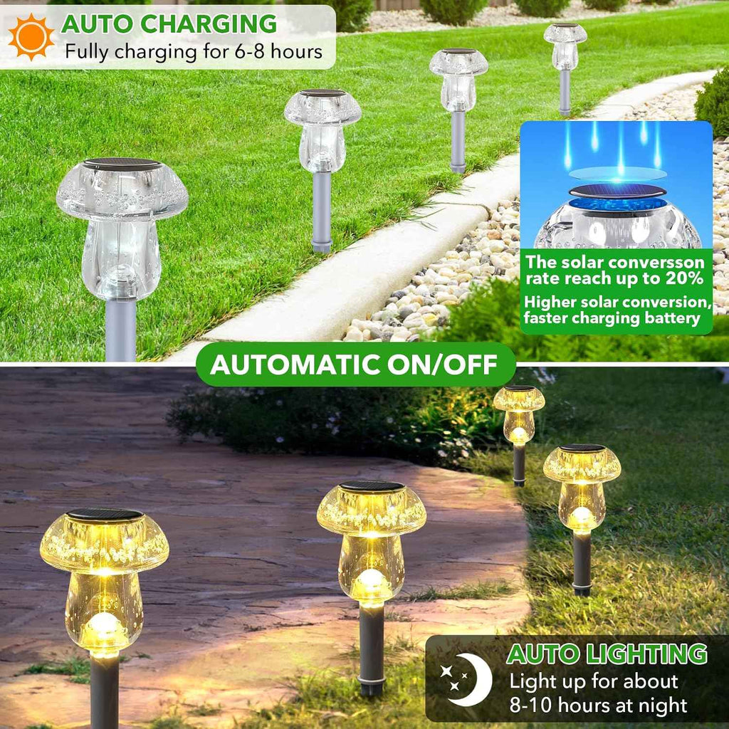 Benany Solar Lights Outdoor, 8 Pack Mushroom Lights Outside Waterproof, Solar Powered LED Lighting for Garden, Yard, Landscape, Path, Pathway, Lawn, Walkway, Driveway, Backyard Decor (Warm White)