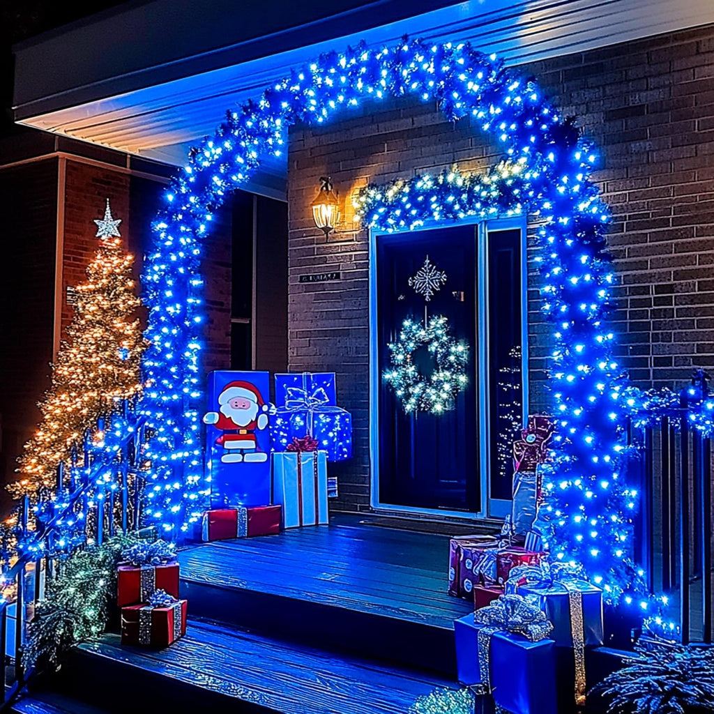 JMEXSUSS 2 Pack Solar String Lights Outdoor, Total 400 LED 151FT, Blue | Outdoor Waterproof, 8 Modes Solar Christmas Lights for Outside Patio Yard Garden Party Tree Christmas Decorations