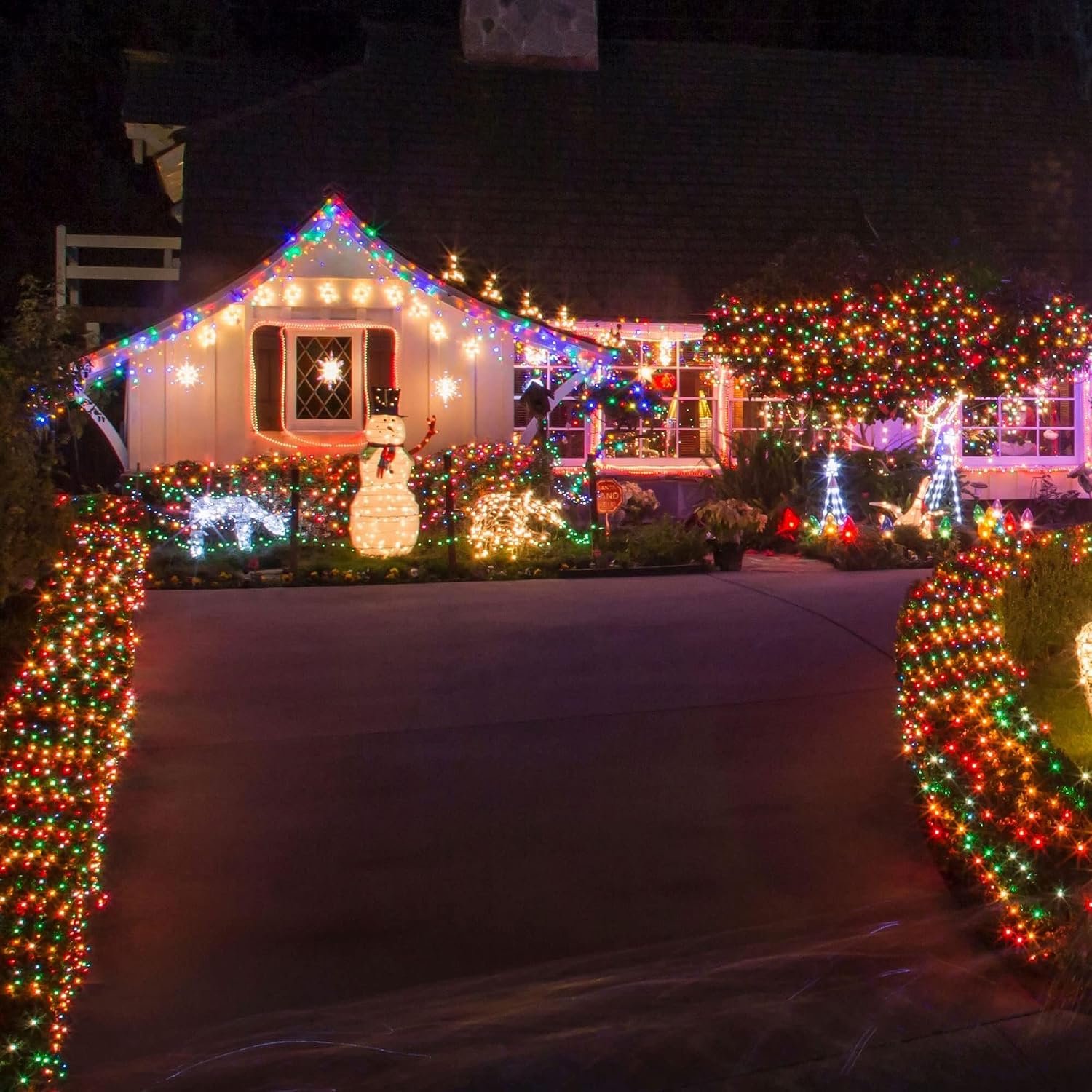TW SHINE Christmas Lights, 200 LED 66FT Outdoor Christmas Lights Plug in with 8 Modes, Waterproof Light Outdoor, Indoor Xmas Decorations for Party Yard House Decor, Multi-Colored