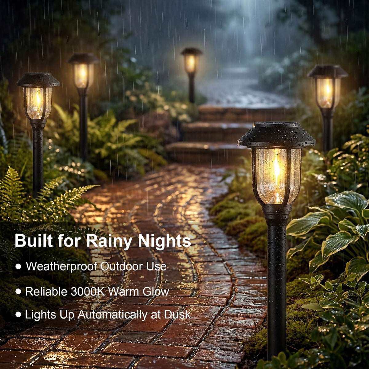 Solar Pathway Lights Outdoor 8 Pack, Warm White Solar Path Lights, Waterproof Energy Efficient Landscape Lights Decorative Auto On/Off, Solar Garden Lights for Yard Walkway Driveway Patio