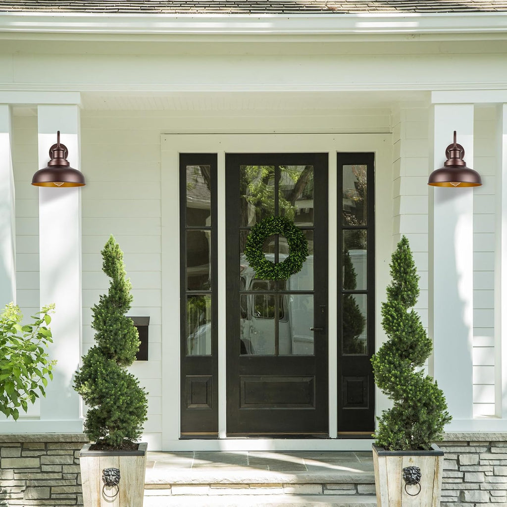 Outdoor Barn Light Outdoor Wall Sconce Farmhouse Exterior Wall Mount Light Vintage Wall Lighting Fixture Industrial Bronze Lantern for Porch, Entryway, Garage, 1 Pack, RZ007 ORB