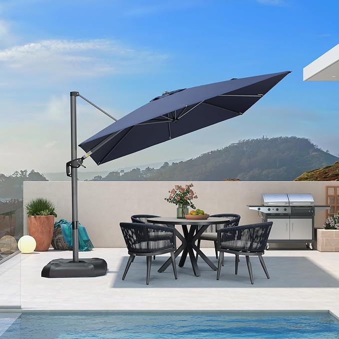 PURPLE LEAF 9 Feet Patio Umbrella Outdoor Cantilever Square Umbrella Aluminum - Image 2