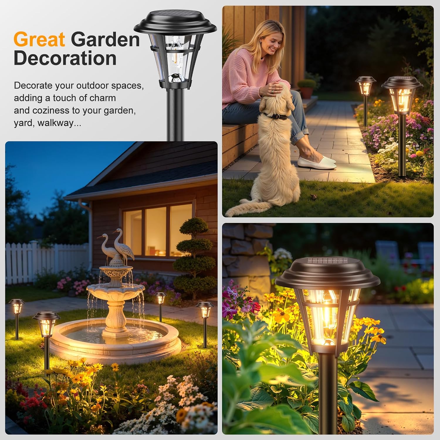 LETMY Solar Pathway Lights Outdoor, 4 Pack Solar Garden Lights Outdoor Waterproof, Auto On/Off Solar Powered Landscape Path Lights, Outdoor Solar Lights for Yard Lawn Patio Walkway Driveway