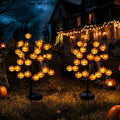 2PCS Solar Pumpkin Stake Pathway Lights, IP65 Waterproof Halloween Outdoor Decor with Steady On & Flash Lighting Modes，Solar-Powered Decor for Garden Yard Lawn Halloween Party (Yellow Pumpkin)