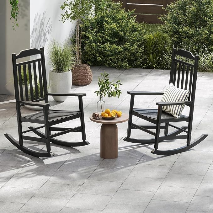 Patio Rocking Chair Outdoor Set of 4, Weather Resistant Poly Resin Oversized - Image 8