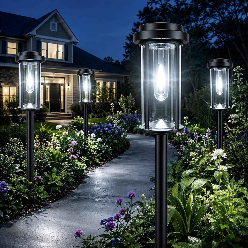 DERAYSION Solar Lights Outdoor Pathway, 8 Pack LED Solar Garden Lights | 21" Dusk to Dawn Bright Pathway Lights Solar Powered Waterproof Outdoor Solar Lights for Garden Yard Path Driveway, 6000K