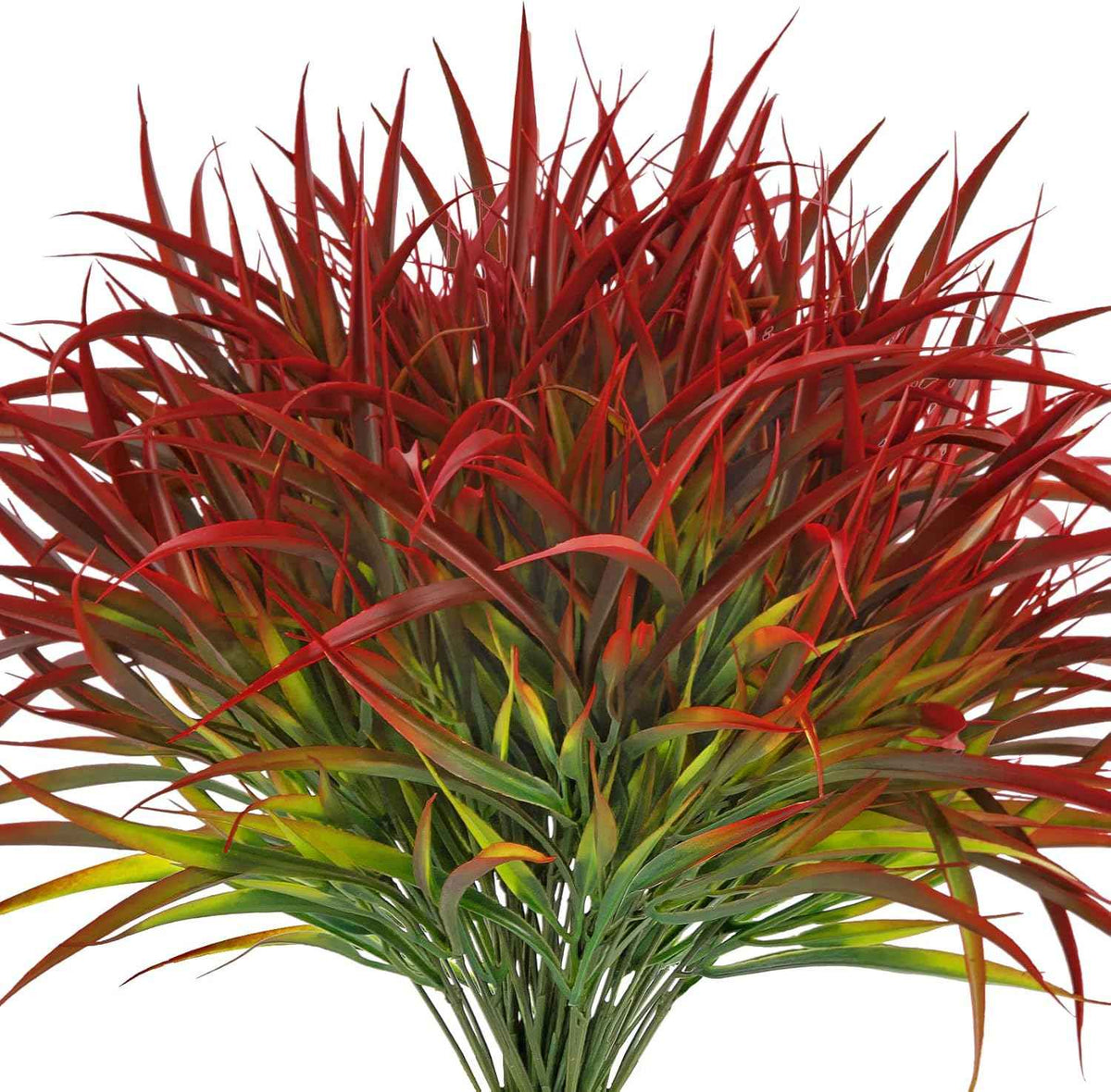 Ouddy Decor 16 Pcs Artificial Plants Outdoor Fake Fall Greenery Stems, Red | Faux grass, UV resistant, plastic plants shrubs, autumn Thanksgiving garden pathway window farmhouse front porch home decor
