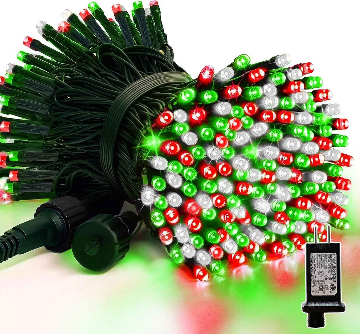 LAMPHOME 33ft Christmas Decorative Mini Lights, 100 LED Green Wire Fairy Starry String Lights Plug in, 16 Lighting Modes for Outdoor Xmas Tree Wedding Party Decoration (Red/Green/White)