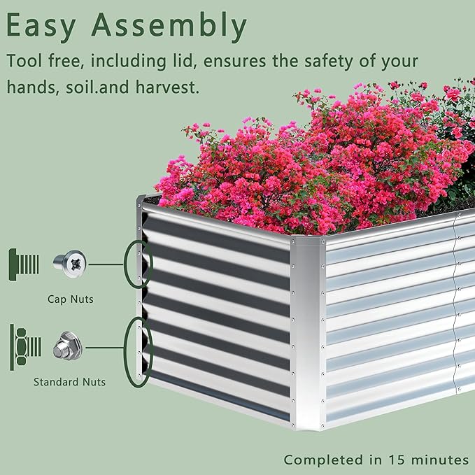 2PCS 4x2x1FT Galvanized Raised Garden Bed, Planter Raised Beds-Metal Garden Box - Image 7